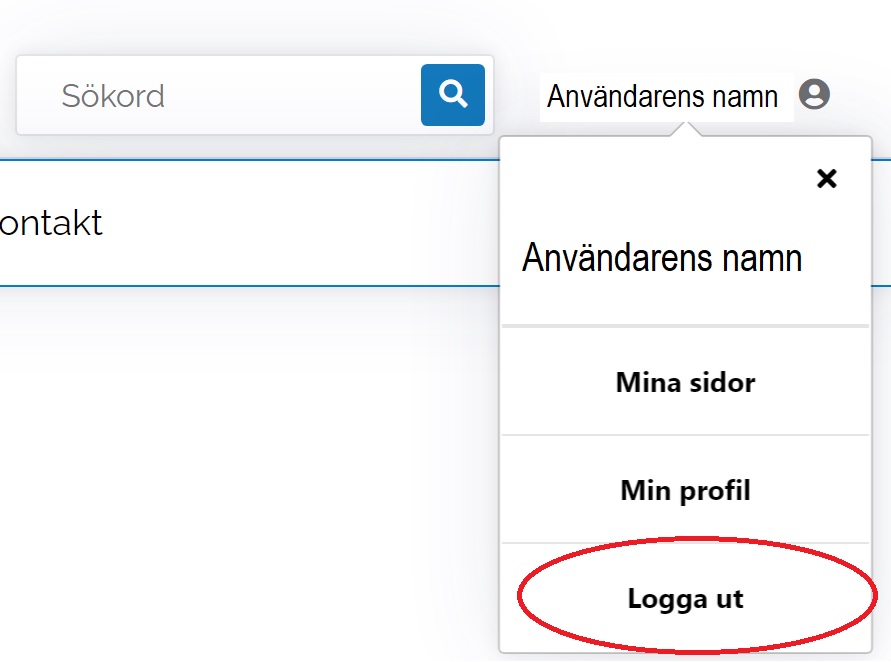 En bild som visar hur man loggar ut